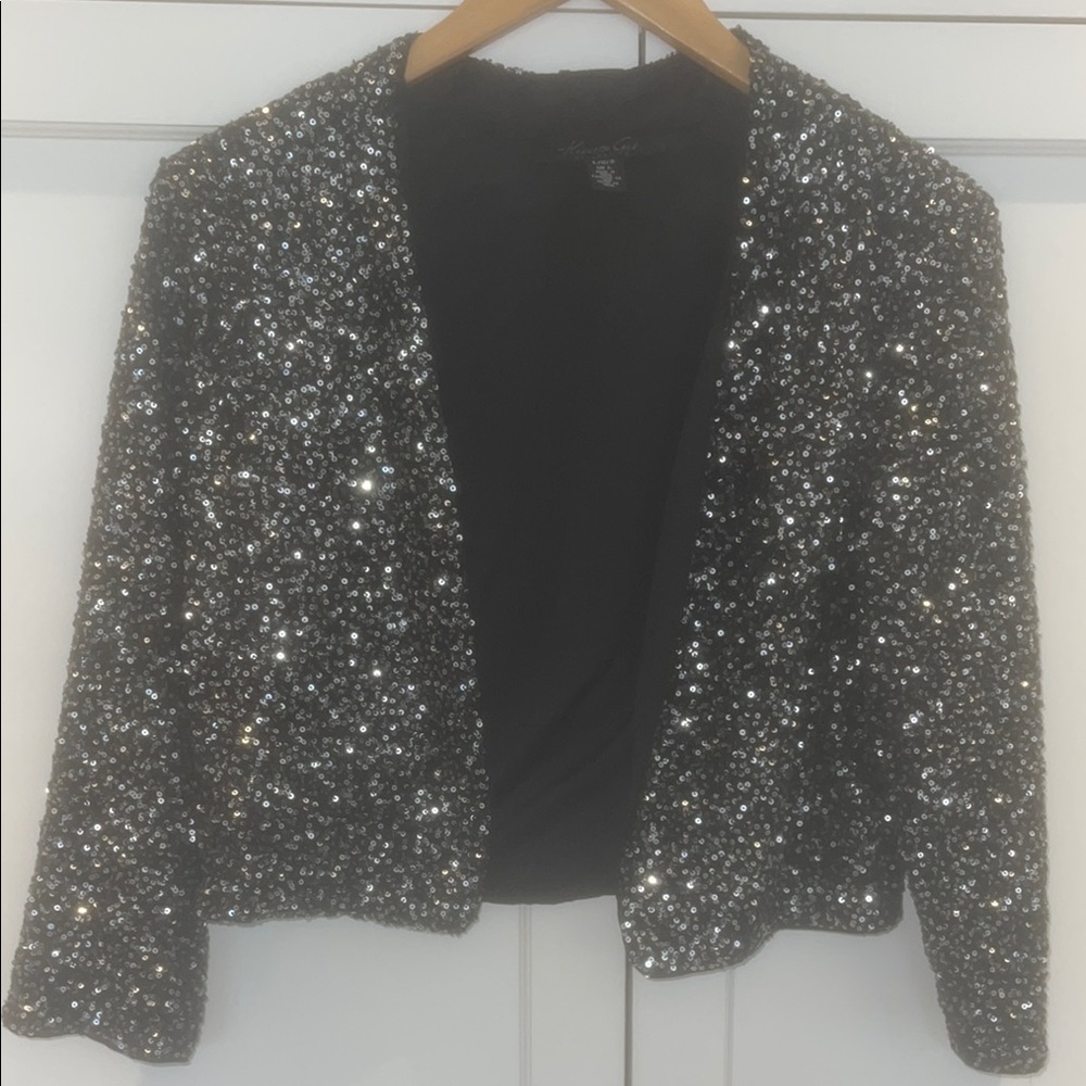 Kenneth Cole Black and Silver Structured Blazer